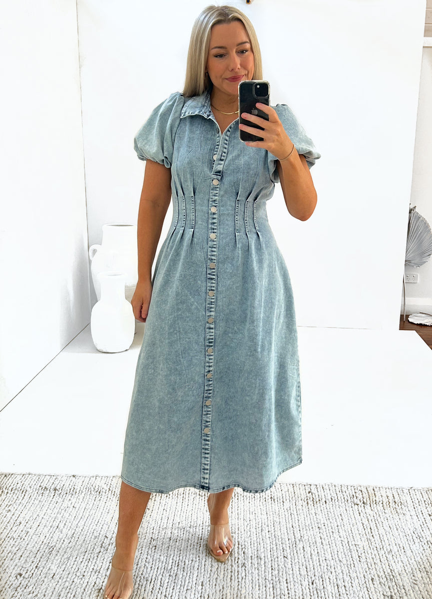 Black midi hotsell denim dress