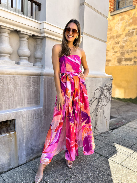 WHITNEY Split Leg Jumpsuit - Pink Floral