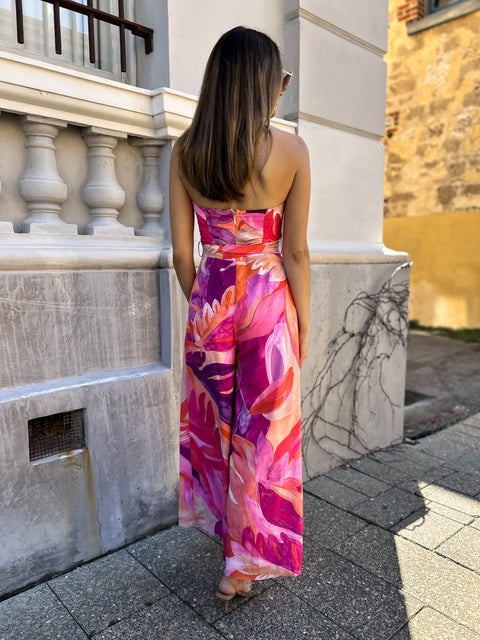 WHITNEY Split Leg Jumpsuit - Pink Floral