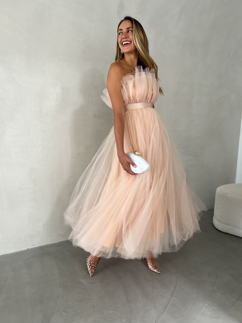 EMERY Tulle Maxi Dress - Nude Blush