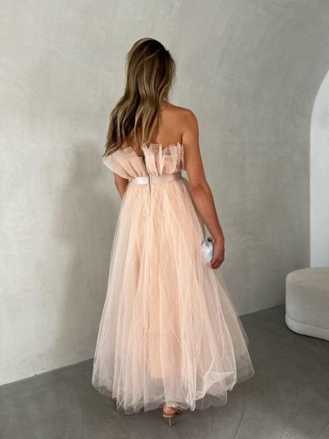 EMERY Tulle Maxi Dress - Nude Blush