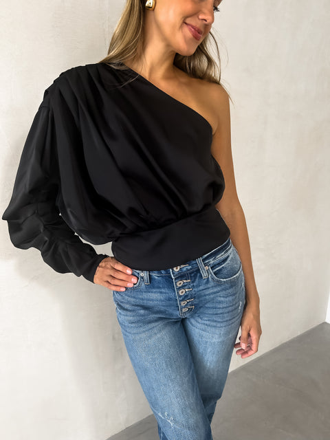 AMBROSE One Shoulder Top - Black