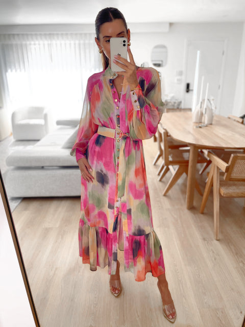 BIANCA Balloon Sleeve Maxi - Multi