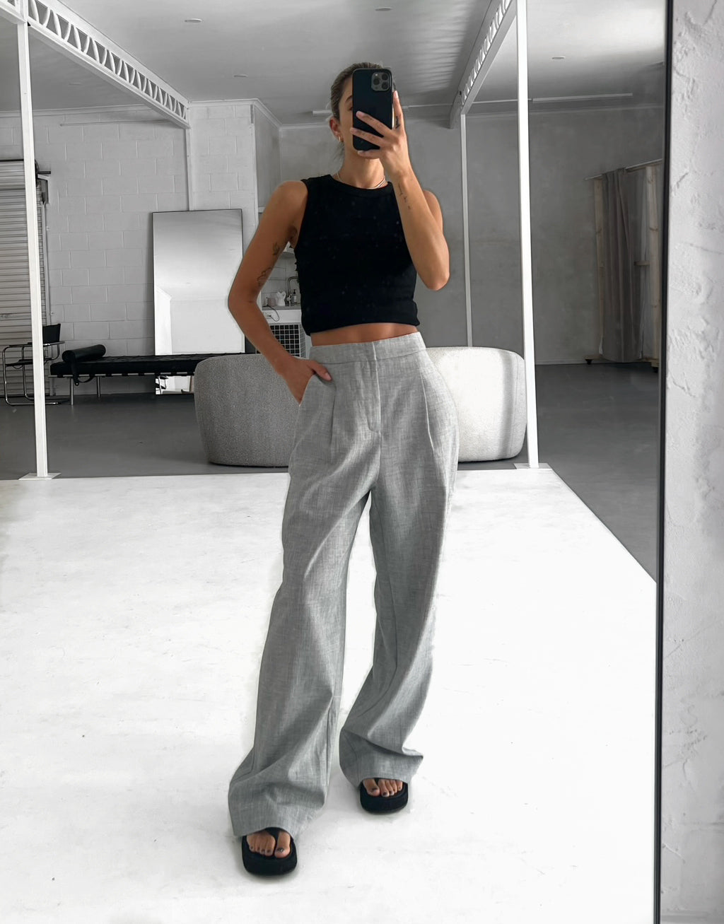 Zara + Asymmetric Wide Leg Pants